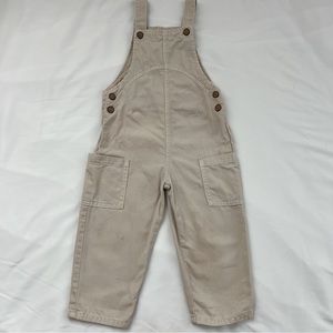 Zara toddler unisex neutral beige overalls adjustable